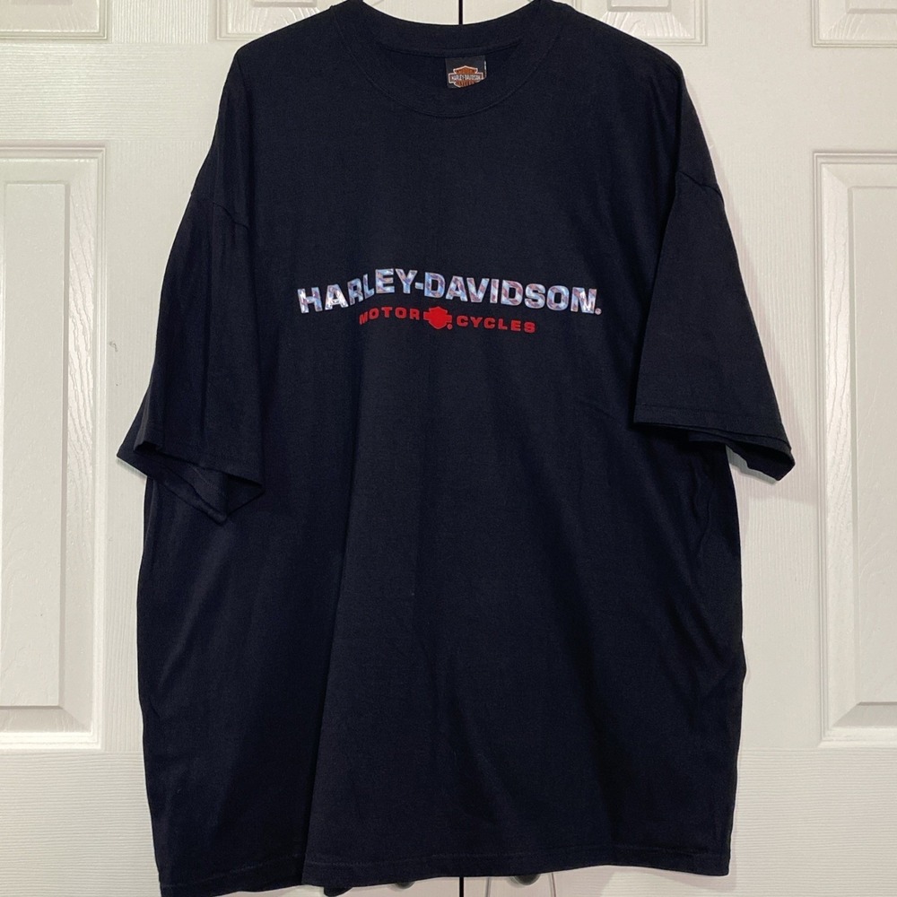 Vintage Harley Davidson T-Shirt Mens 3XL Black Sheldon's Auburn Mass Hologram